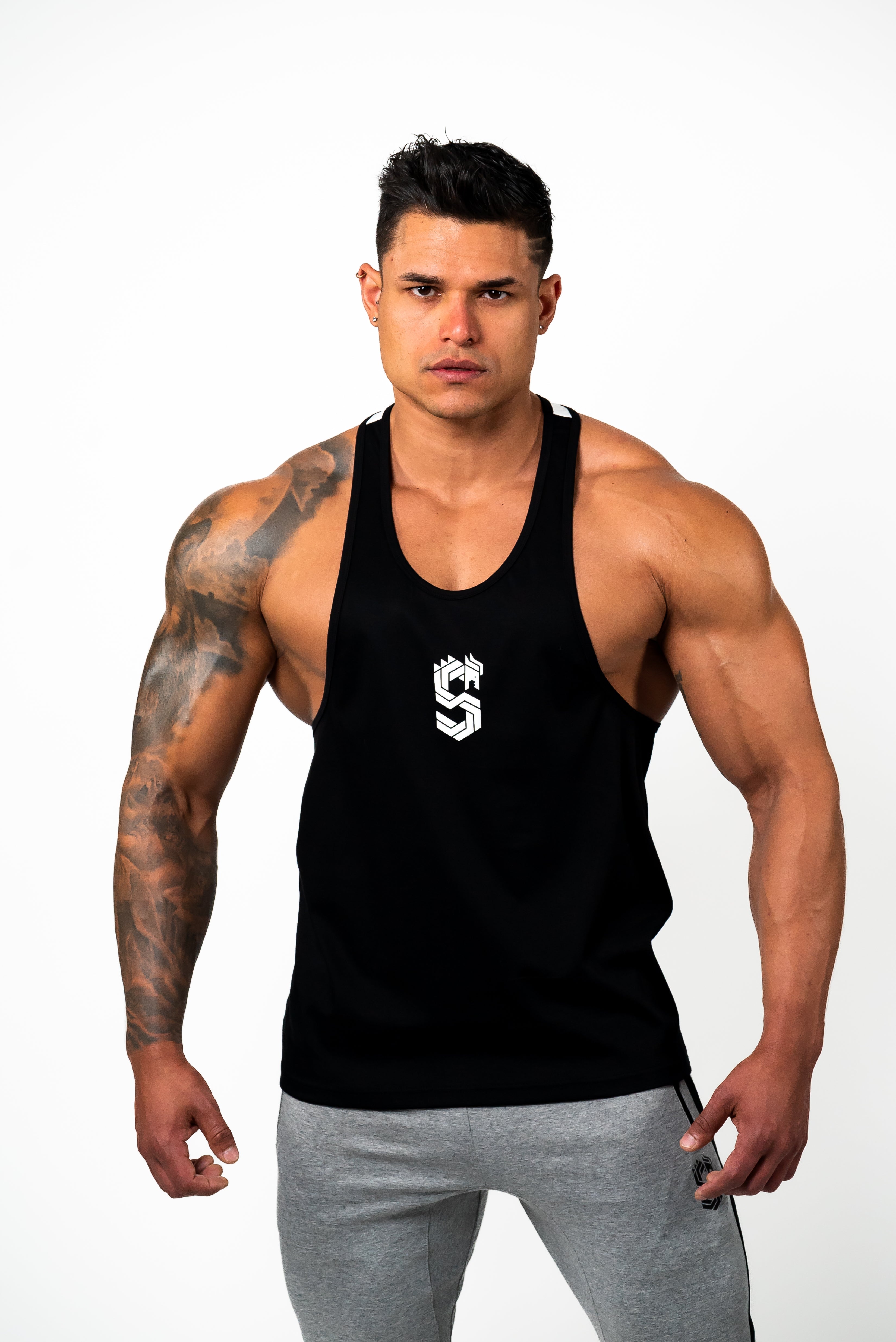 DRAGON REFLECTOR LOGO STRINGER TANK TOP - BLACK